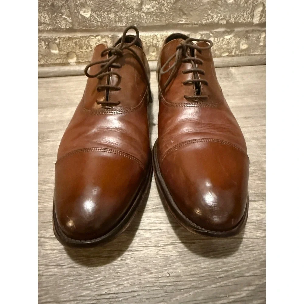 To Boot New York Oxford Mens 11.5 Brown Good Cap Toe Leather Made in Italy